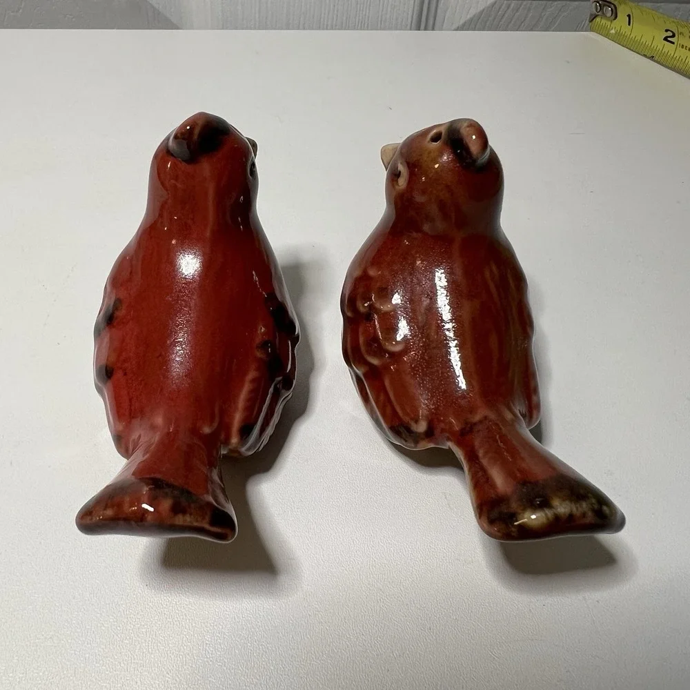 Pier 1 Imports‎ Ceramic Cardinal Bird Salt & Pepper Shaker Set